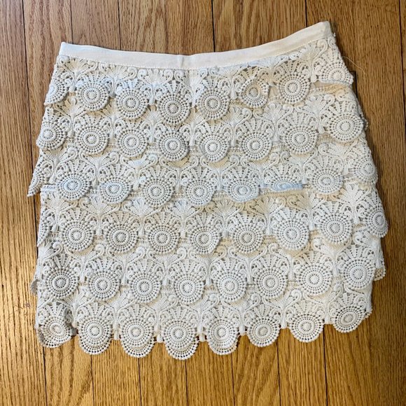 sady + lu Dresses & Skirts - sady + lu • tiered ivory crochet skirt